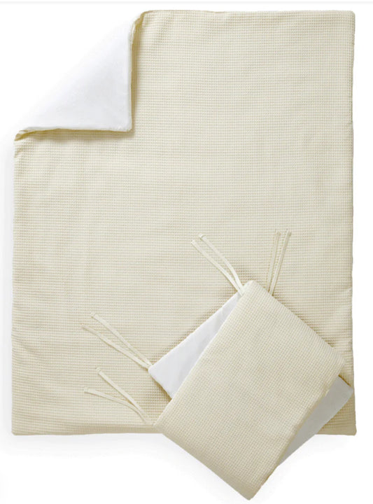 Clair De Lune Waffle Cot Bedding 2pc  Set Lemon