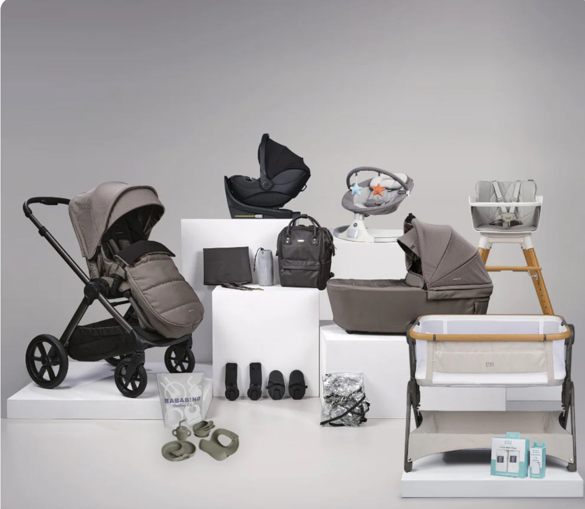 Bababing 18pc Raffi MK11 Travel, Home & Feeding Bundle with Hera Verto Spin Car Seat+Base